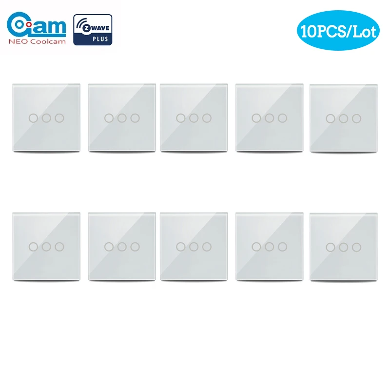 

Coolcam 10PCS/Lot Wireless Z-wave Light Switch 3 Gang EU 868.4MHZ Touch Panel Smart Home Device 3CH Home Automation Z Wave Plus