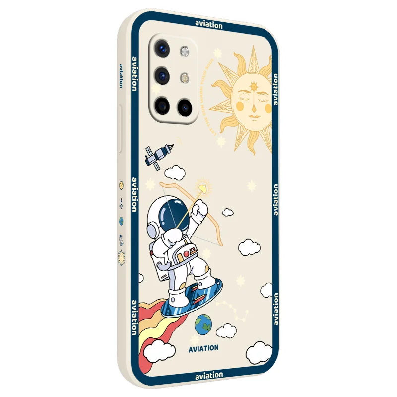 

Moon Astronaut Liquid Silicone Case For Oneplus 8t 9 9pro pro Square Camera Lens Protection Ultra Thin Shockproof Back Cover