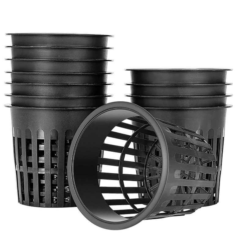 

New-15 Pack 4 Inch Net Cups Slotted Mesh Wide Lip Filter Plant Net Pot Bucket Basket for Hydroponics