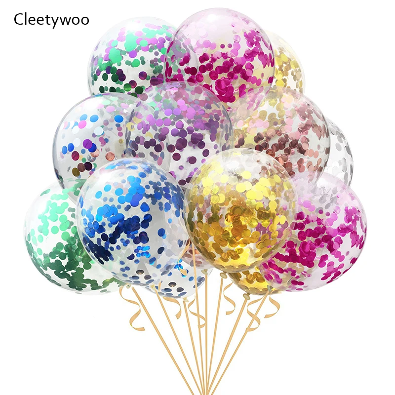 

10 шт 12 дюймов розовые и золотые воздушные шары красочные конфетти латексные прозрачные воздушные шары для мальчиков и девочек с днем рожден...