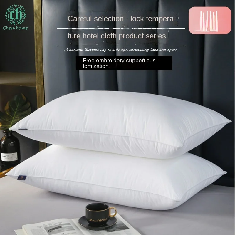 

100% Cotton Anti-feather Fabric Hotel Pillow, Simple White Thick Sanded Wool Hotel Pure Cotton Pillow Feather Silk Cotton Pillow