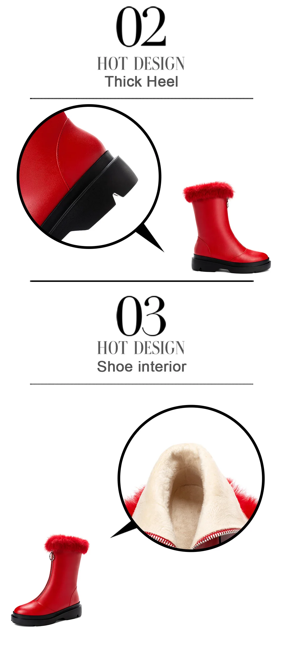 Gdgydh Long Plush Inside Leather PU Snow Boots Plush Boots Women Warm Natural Fur Winter Boots Female With Zipper High Quality