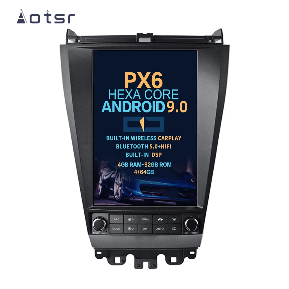 

Aotsr Tesla 12.1" Vertical screen Android 9.0 Car DVD Multimedia player GPS Navigation For Honda Accord 2003-2007 carplay Wifi