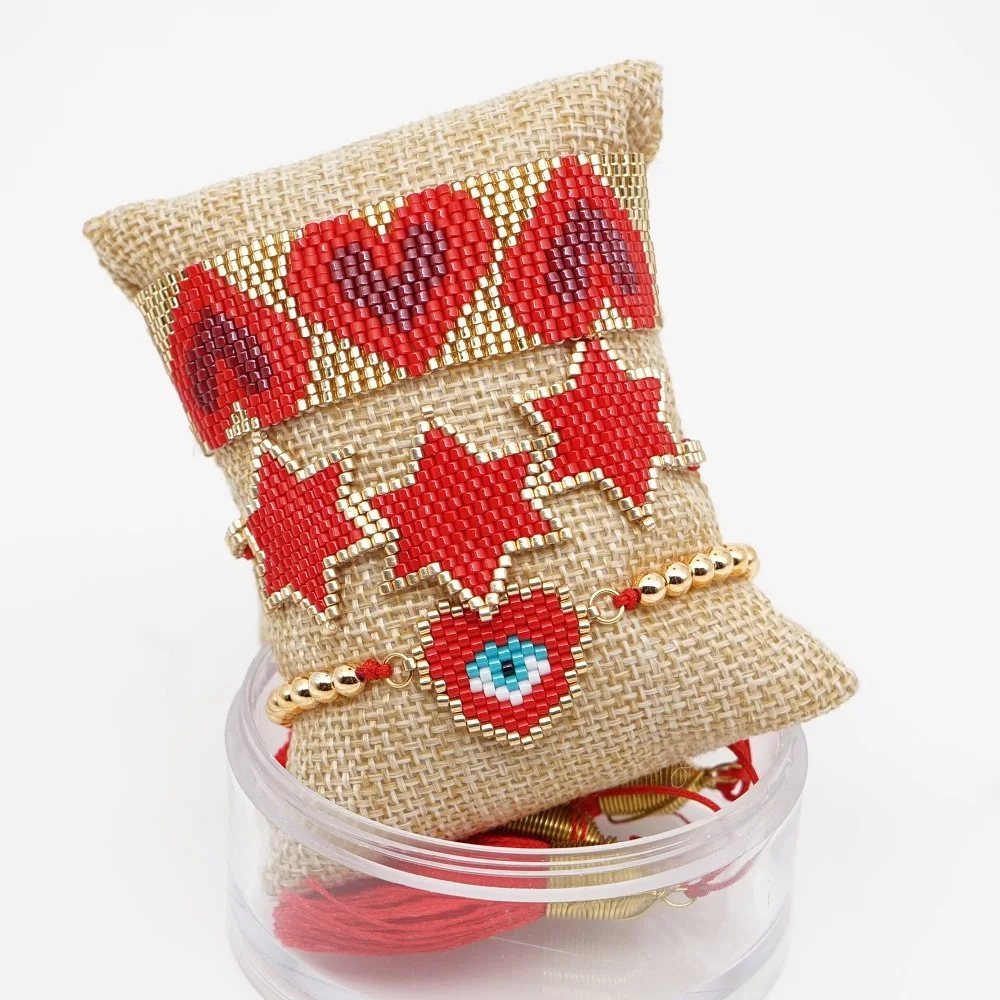 Go2boho MIYUKI сердце браслет бохо шик женский Турецкий Дурной глаз браслет красный набор звезда ювелирные изделия Pulsera Mujer кисточкой Handmad