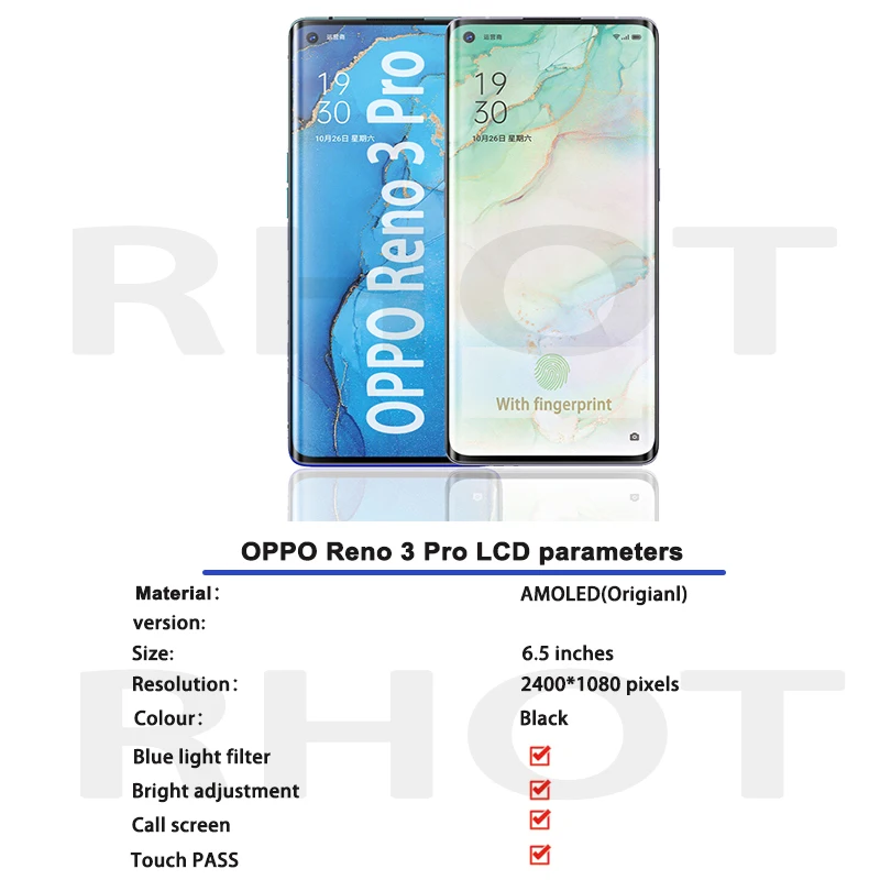 Pantalla LCD Original Super AMOLED de 6,5 pulgadas para OPPO Reno 3 Pro, montaje de digitalizador con pantalla t&aacute;ctil para OPPO Reno 3 Pro 5G PDSM00-1