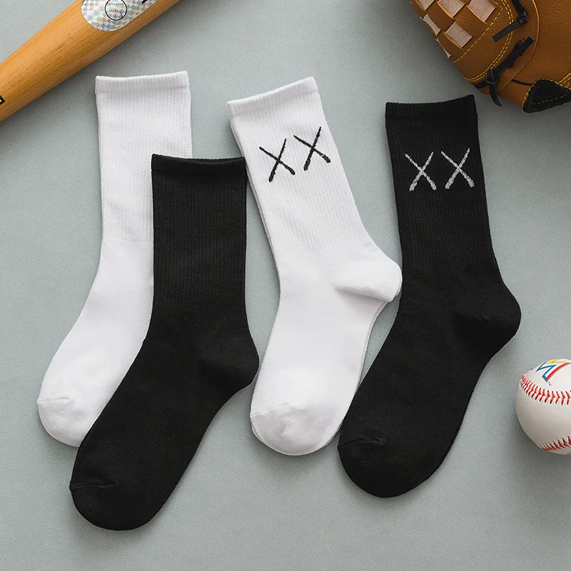

Socks spring and autumn cotton women's solid color soft fashion girl black and white funny Korean color all seasons