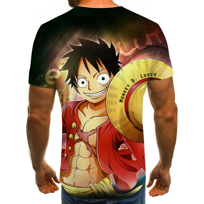 

White Anime T shirt Men 3D Luffy Summer manga Printed T-shirt unisex tshirts plus size T-shirts Funny Harajuku Casual Tops Tees