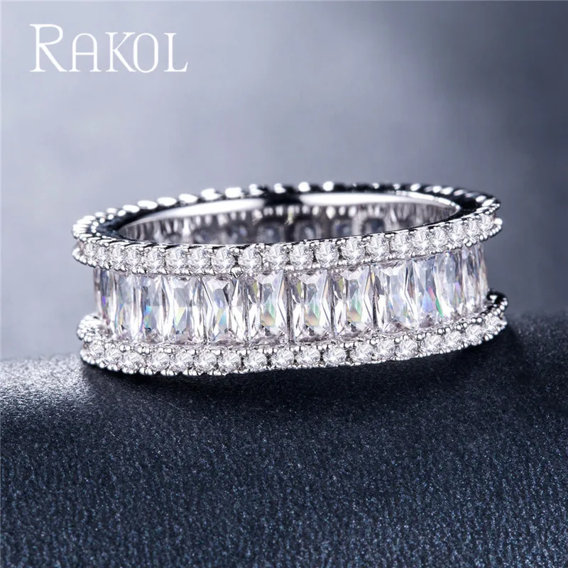 Новые модные кольца RAKOL на палец с кубическим цирконием класса ААА медная основа