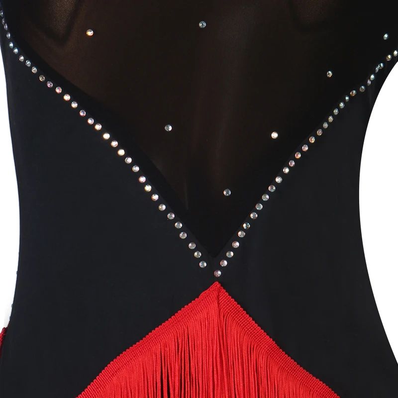 Latin Dance Competition Dancing Dresses Dress Fringe Women Girls Salsa Customize D1026 Mesh Sleeve Dropship CACARE |