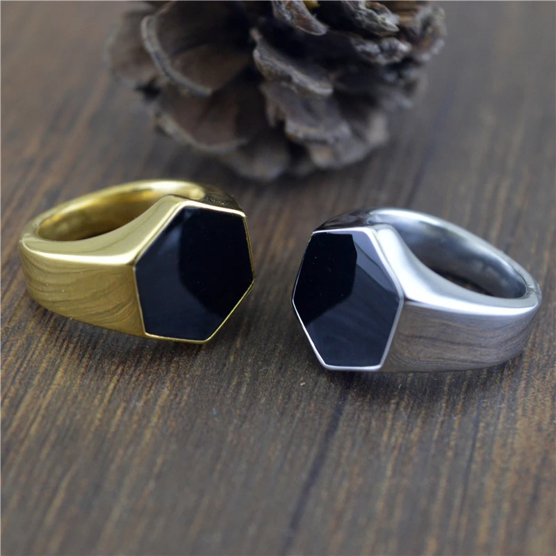 

2021 New Style Geometric Hexagon Finger Rings for Women Girl Gifts Fashion Silver Color Stainless Steel Men Jewelry Bijoux