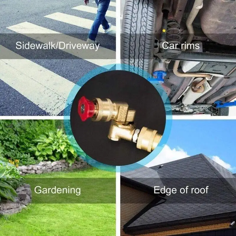 

4500PSI Connecting Pivoting Coupler 5 Spray Nozzle Tips Adjustable 1/4 Pressure Wash Nozzle Kit Power Washer Cleaning Tools