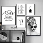 Современная мода кисть для ногтей Художественная Картина на холсте плакат черно-белый художественный настенный принт привлекательная красивая картина макияж Настенный декор YX146