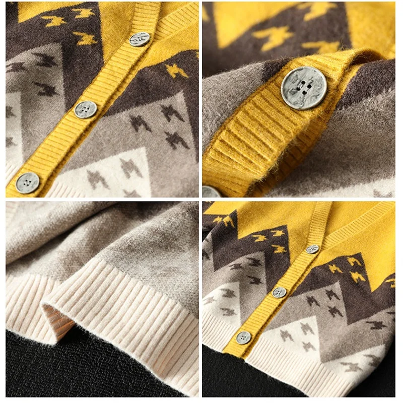 Женский жаккардовый вязаный кардиган свободный Универсальный свитер в стиле