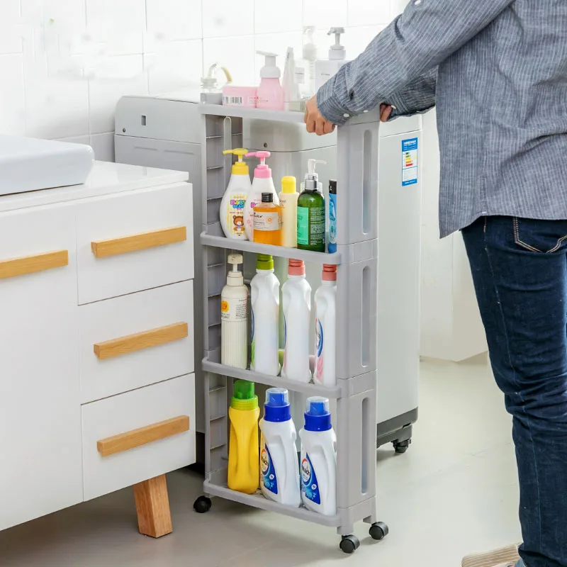 

The Goods For Kitchen Storage Rack Fridge Side Shelf 2/3/4 Layer Removable With Wheels Bathroom Organizer Shelf Gap Holder