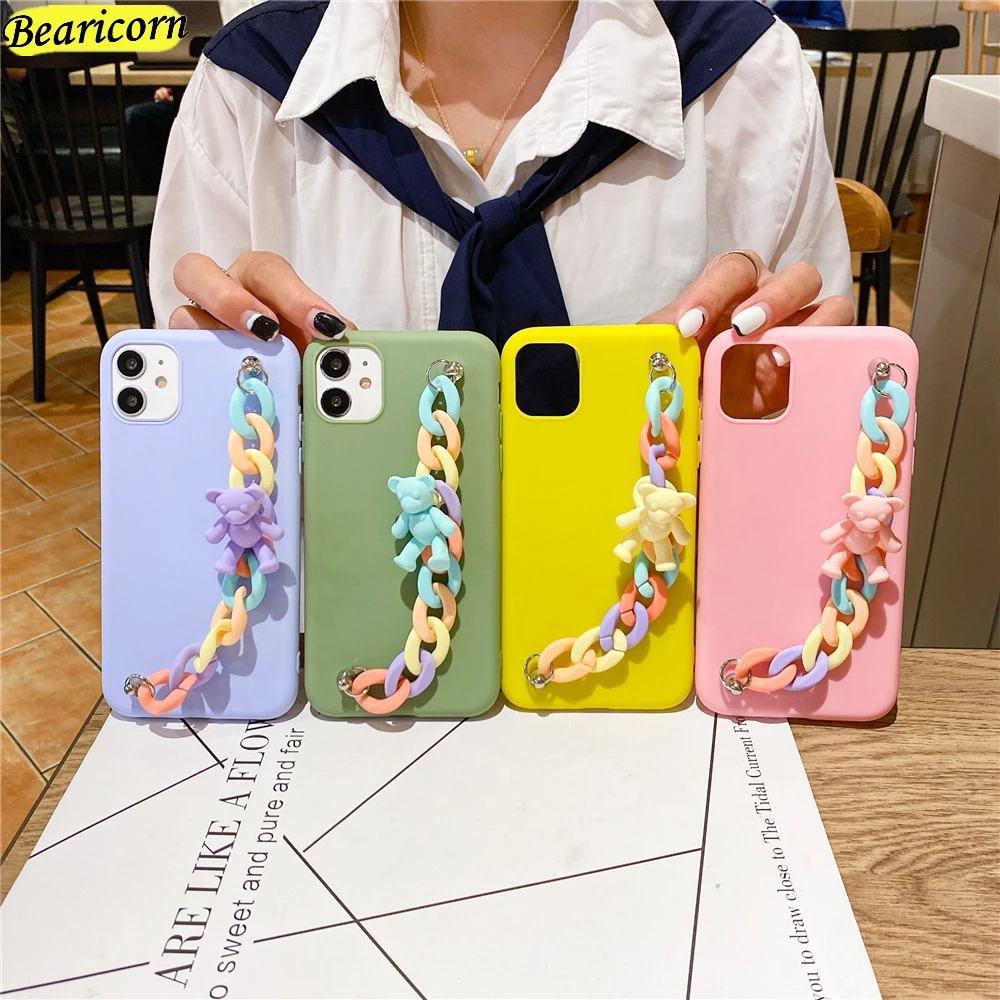 

bear Bracelet Phone Case For Huawei P20 P30 Pro P40 Lite Nova 2s 3e 3i 4e 5i 5 6 7 Pro 8 se Wrist strap Cover