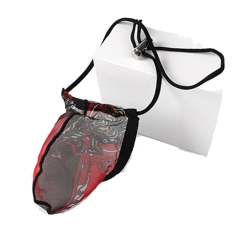 Стринги мужские с низкой посадкой тонкий пояс карманом для пениса сетчатые