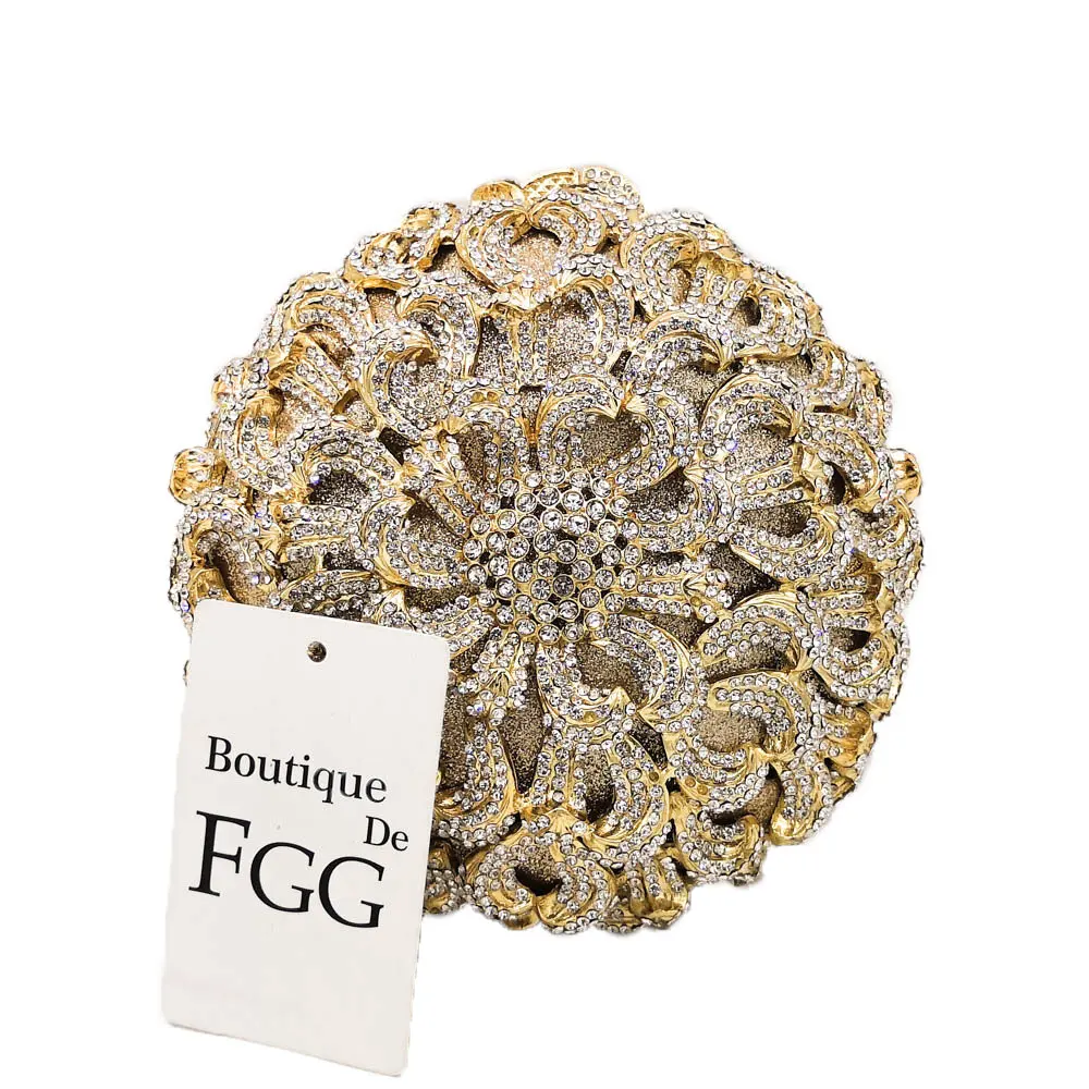 Женская вечерняя сумочка Boutique De FGG круглая клатч с кристаллами вечерние сумки для