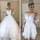 Sumnus белое свадебное платье со съемной юбкой 2021 с открытыми плечами с длинным рукавом в африканском стиле Свадебные платья Пляжные Свадебное платье