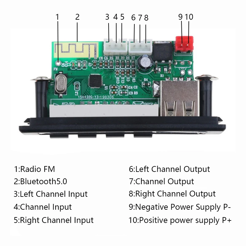 Bluetooth 5 0 MP3 декодер аудио Плата плеер Музыкальный беспроводной приемник USB TF FM