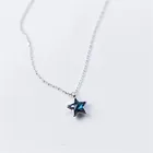 Новинка красивые синие кристаллы милые пятиконечные звезды ювелирные изделия из стерлингового серебра 925 пробы темпераментная цепочка подвеска ожерелья XL159