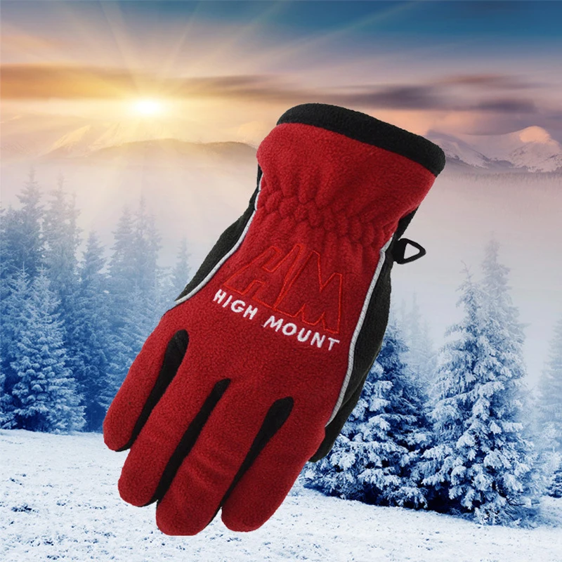 Red Black Лыжные перчатки унисекс, мужские перчатки для сноуборда, снегохода, езды на мотоцикле, катания на лыжах, зимние женские флисовые теплые спортивные лыжные перчатки для взрослых - Цвет: Red Black
