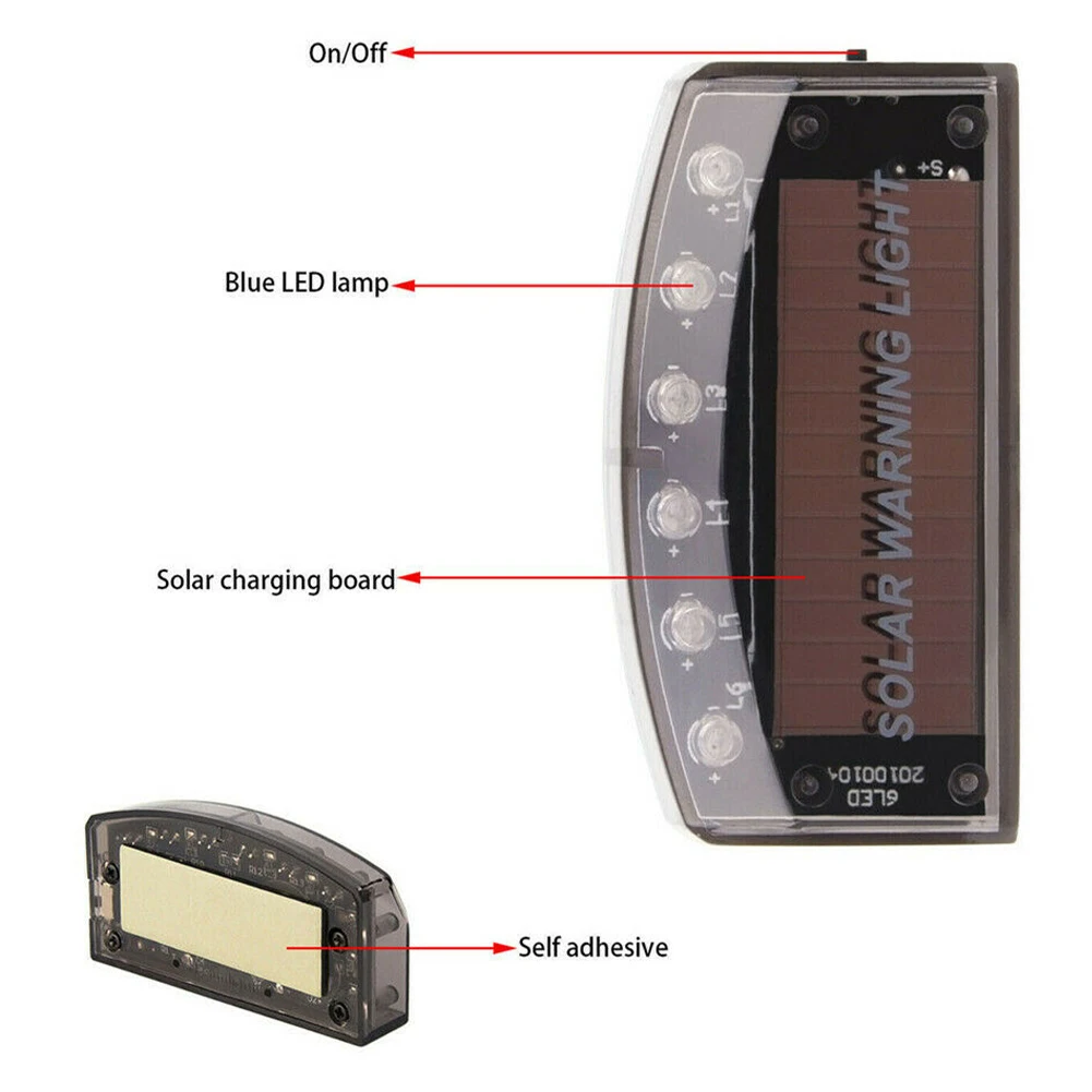

1Pcs Car LED Fake Dummy Alarm Warning Light Solar Power Simulated Security Anti-Theft Flashing Imitation Light Caution Lamps CSV