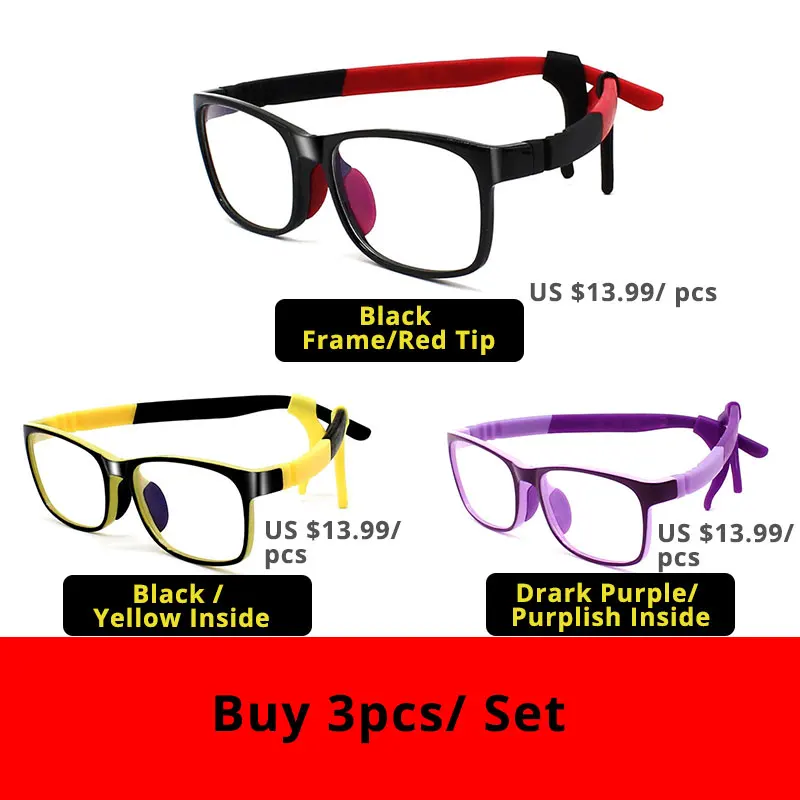 3BlackYellowPurple VANLOOK, прозрачные детские компьютерные очки для детей, анти-голубые очки, оправа для очков, Oculos De Grau, модные силиконовые очки - Цвет оправы: 3BlackYellowPurple