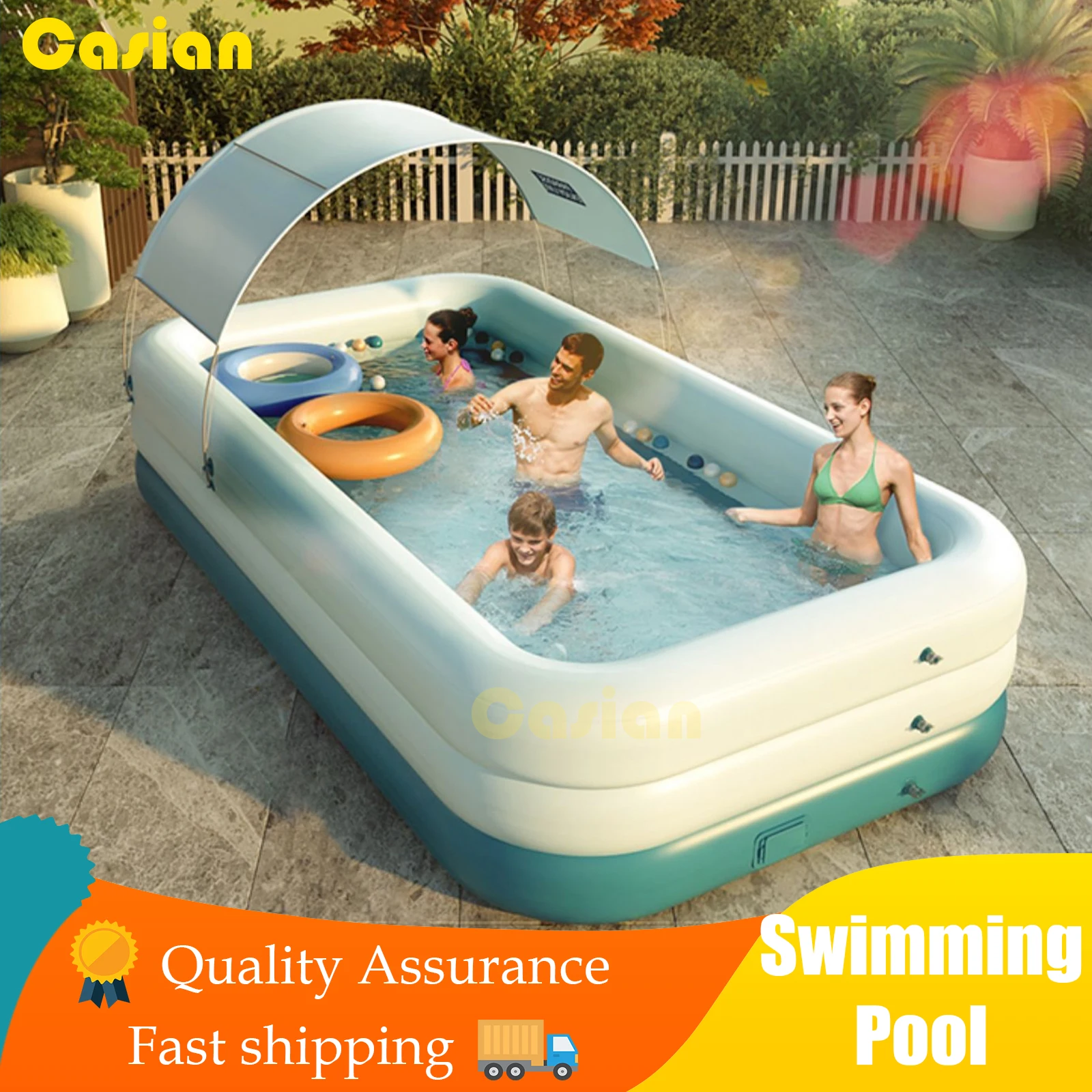 

210CM 3 Layer Automatic Inflatable Swimming Pool Removable Children's Pools Ocean Ball PVC Thick Kid Bath Large pools for family