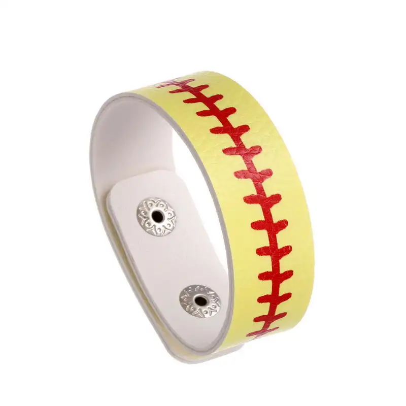 B2382 ZWPON кожаные бейсбольные браслеты с защелкой женский браслет американским