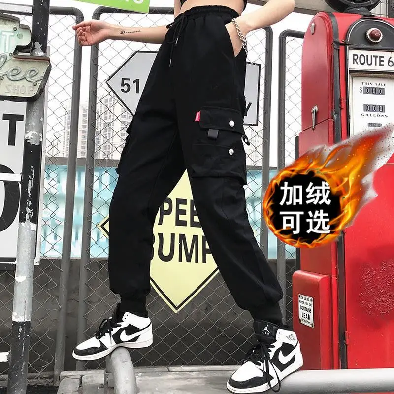 Брюки-карго женские с завышенной талией свободные хлопковые длинные штаны