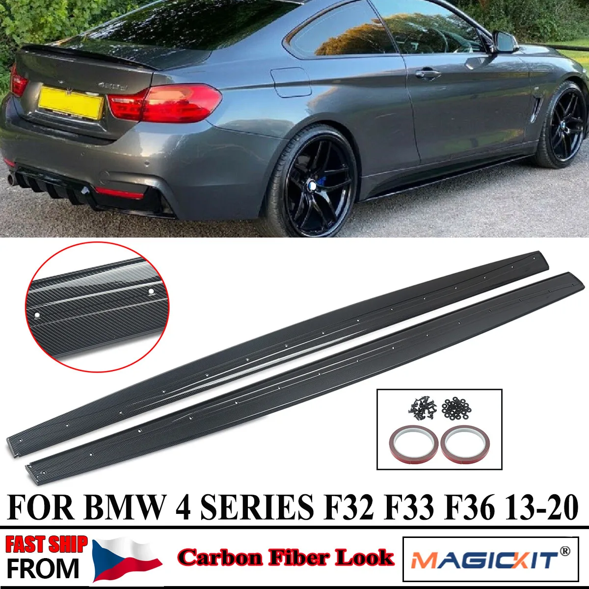 

MagicKit M Performance CARBON Style Side Skirt Addons For BMW 4 Series F32 F36 F33 14-19