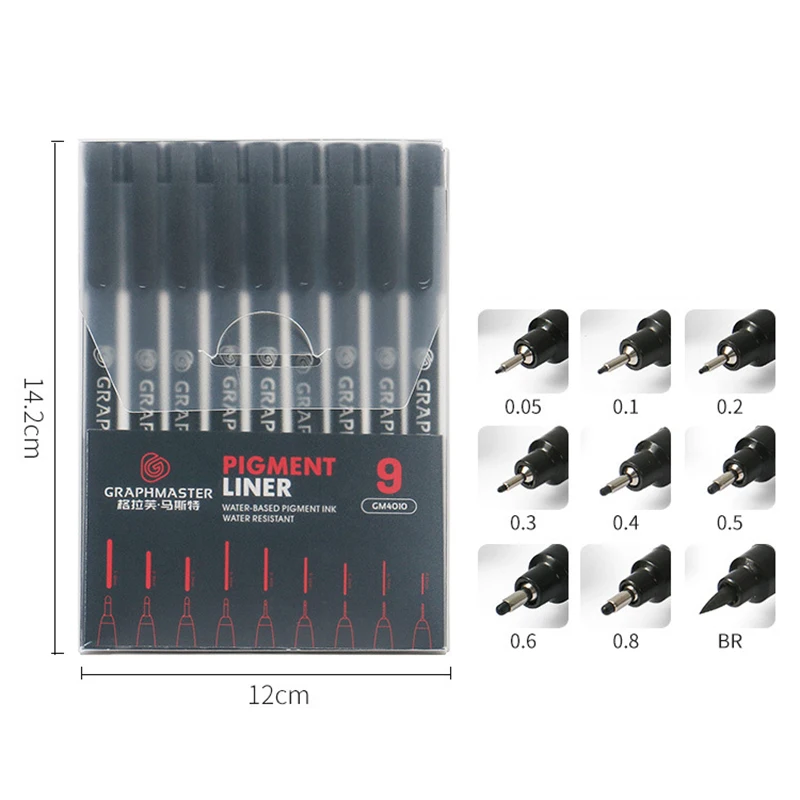 

9pcs/Set Professional Fineliner Sketching Pen Micron Neelde Drawing Pens Black Pigment Liner Pen Brush School Stationery Supply