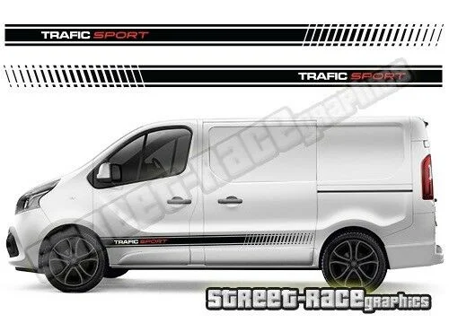 

Наклейки виниловые для x2 Renault Trafic sides 027 van racing Stripe graphics (SWB или LWB)