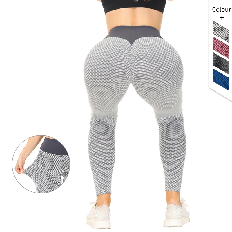 

High Waisted Yoga Pants Tummy Control Workout Textured Booty Tights Women Ruched Butt Lifting Leggings Push Up Sport Legging
