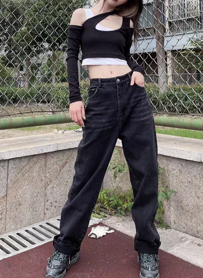 

2021 Women T Shirt Long Sleeve Square Collar Tee Cotton Elegant Fashion Tees Sexy Slim Crop Top Street Style Fake Two Pieces