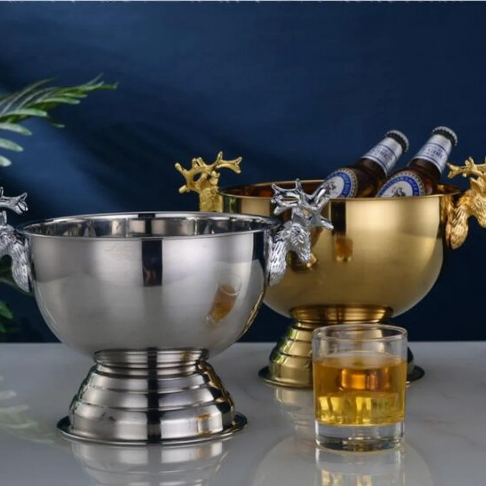 

304 stainless steel Deer Head ear GOLD & SILVER CHAMPAGNE ICE BUCKET CHAMPAGNE ICE BOWL NJ72620