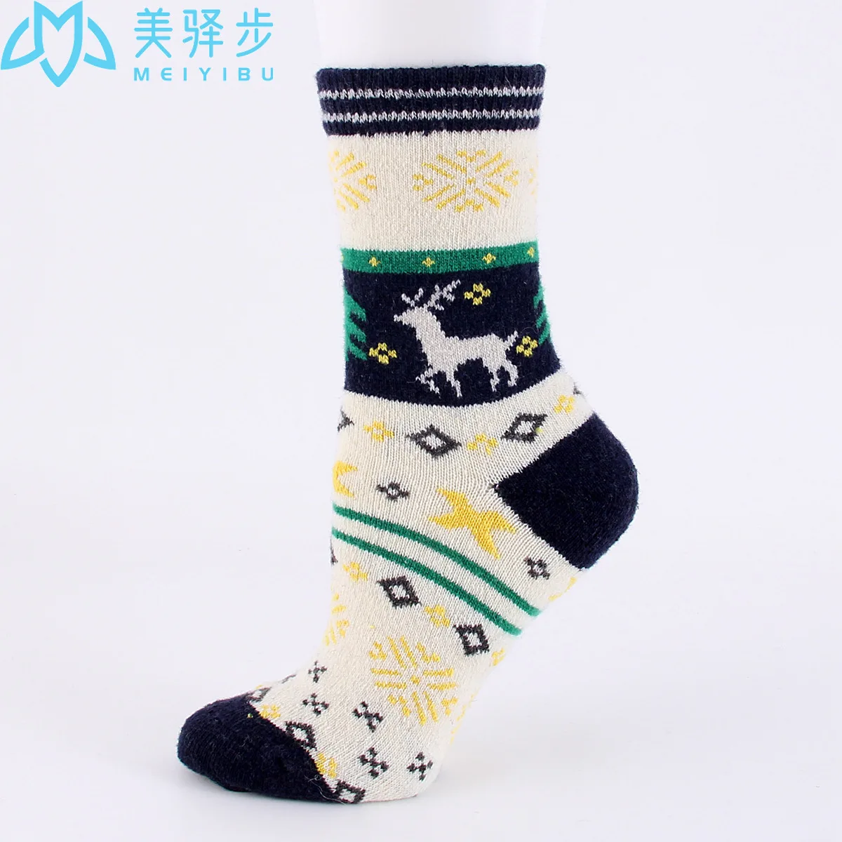 12 Pairs Per Set Winter Thickened Female Wool Socks Cartoon Elk Socks Hot Sale Warm Women Socks Snow Socks Wholesale