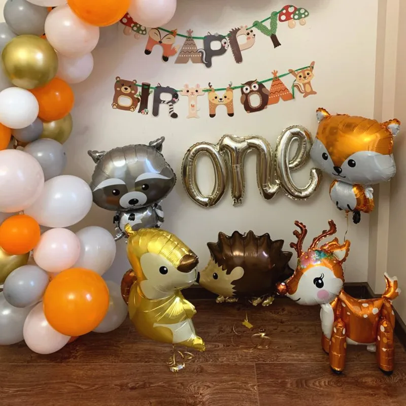 

1 шт., воздушные шары из фольги в виде животного украшения для дня рождения, свадьбы, лесвечерние, вечеринки, баллоны с гелием, лиса, еж, белка, ...