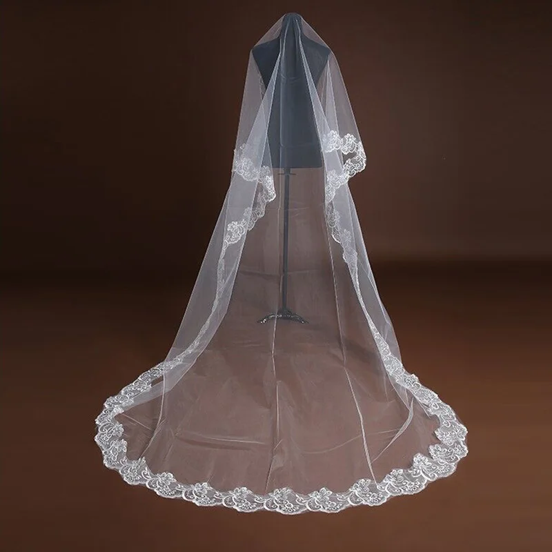 Свадьба Длинная Вуаль белая Фата красный вуаль для венчанияveu де Noiva Longo 2 9 м