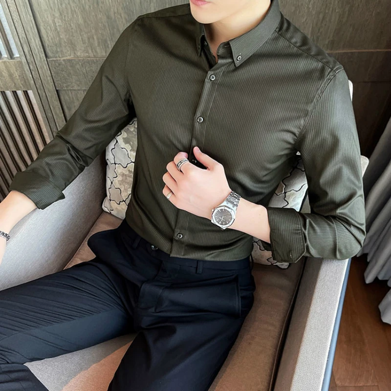 

High Quality Shirt for Men 2021 Spring Men's Clothing Slim Fit Business Camisa Masculina Casual Formal Dress Shirts High Quality