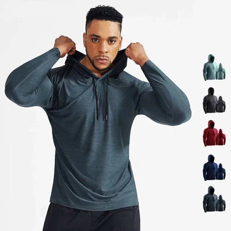 

Male Training Shirts Quick Drying Gym Clothing Musculation Sportswear Fitness Running Mens Hoodies Ropa Deportiva -HBS0065