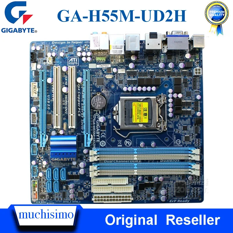 Розетка LGA 1156 GIGABYTE GA-H55M-UD2H десктопная материнская плата DDR3 16GB Micro ATX USB2.0 i7 i5 i3