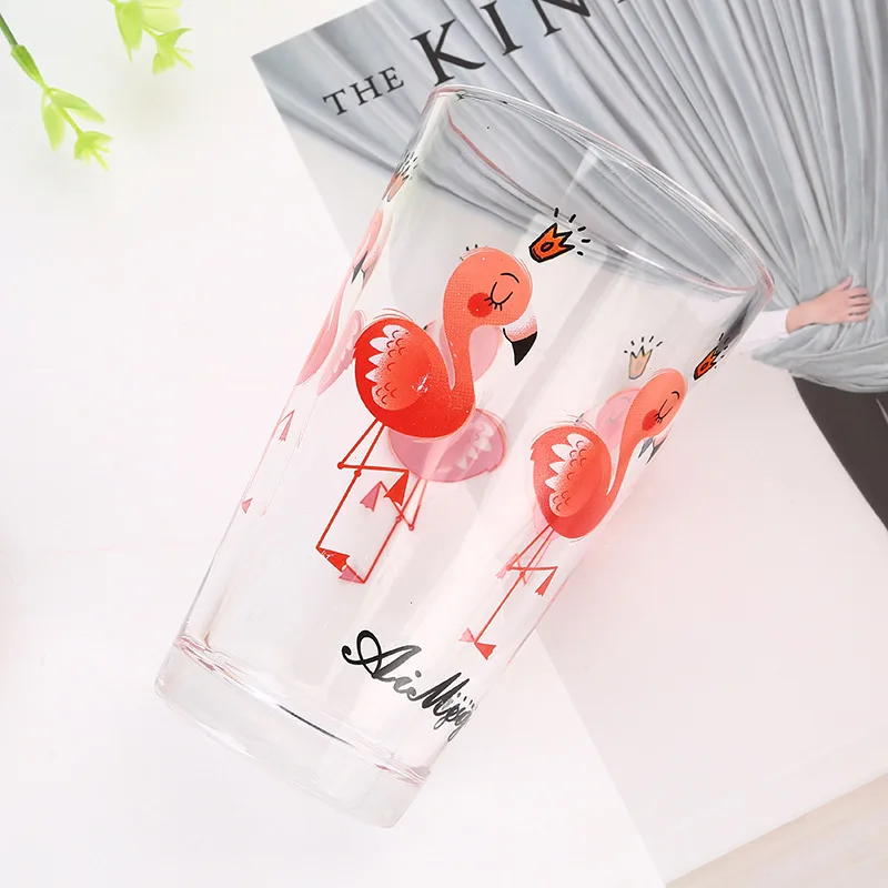 460 мл креативная стеклянная кофейная чашка милый стакан с фламинго для пива чая