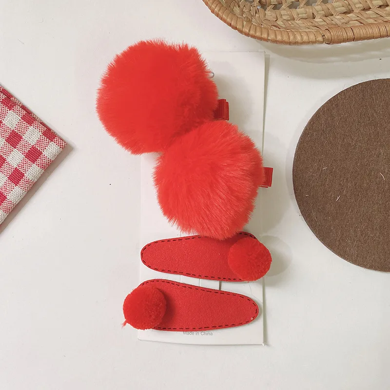 

4 PCS/Set Girls Kids Cute Cartoon Sequin Animal Hair Clips Plush Ball Hairpins Sweet Hair Barrette 2021 Fashion Hair Accessories