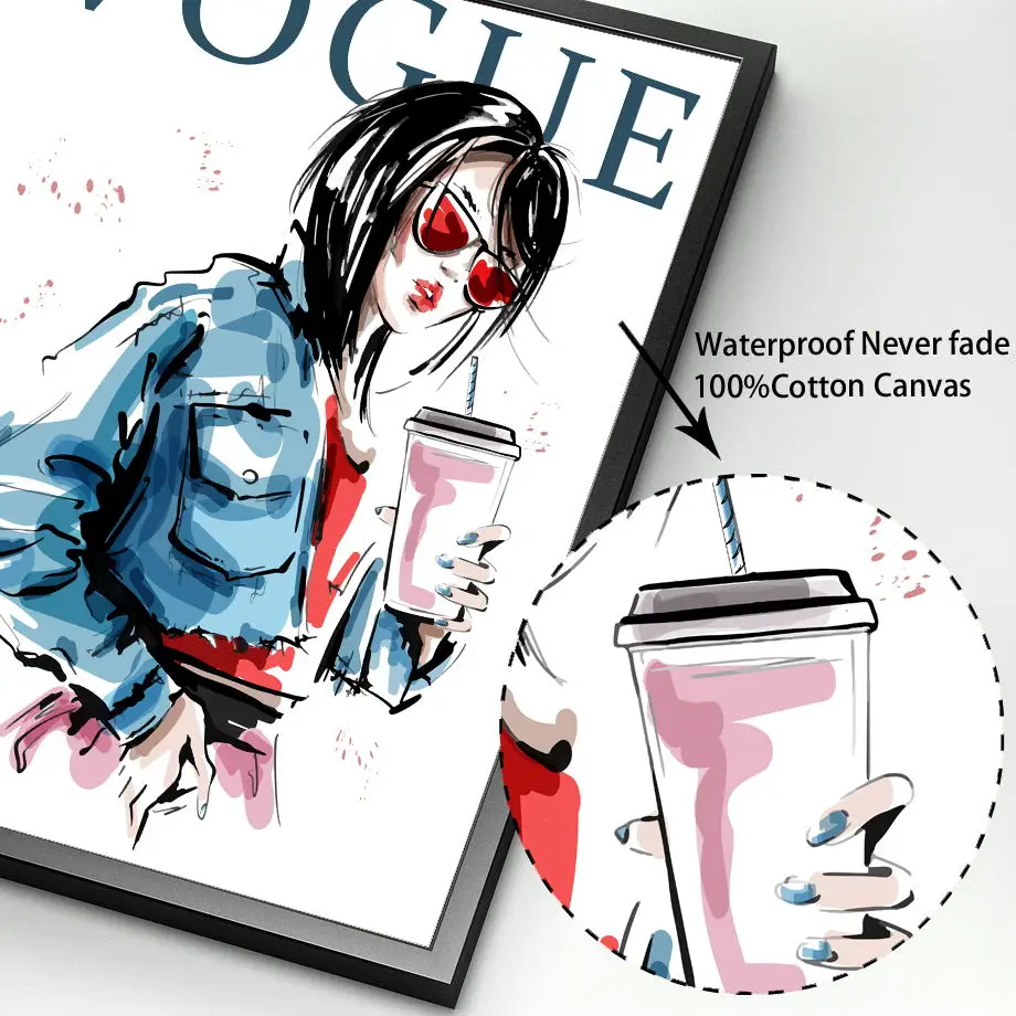 

Vogue Girl Canvas Painting Vintage Fashion Art Posters And Prints Nordic Style Scandinavian Decor Wall Art Picture For Bedroom