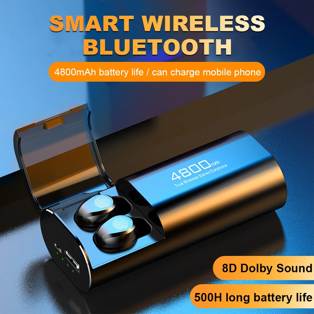 

The 8D Fingerprint Bluetooth Headset Touch HIFI Sound Surrounds 4800 MAh Charging Case for An Extra Long Standby Time