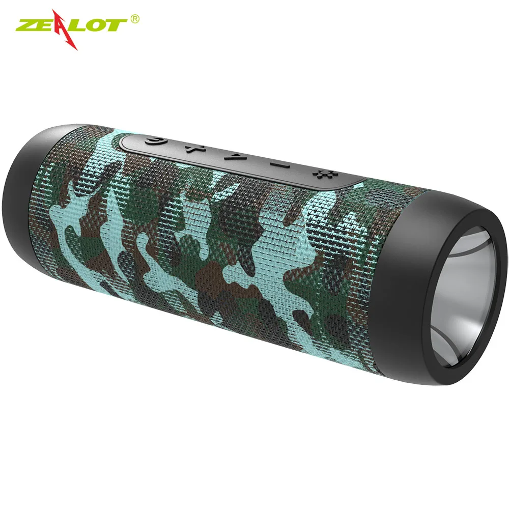 Army Camouflage Zealot S22 Колонка Bluetooth динамик fm-радио маленький беспроводной портативный динамик Бумбокс с фонариком+ внешний аккумулятор, поддержка TF карты - Цвет: Army Camouflage