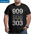 909 808 303 классическая мужская футболка с машинкой Синт-барабана, крутые хлопковые футболки большого размера с круглым вырезом, футболки большого размера 4XL, 5XL, 6XL, одежда