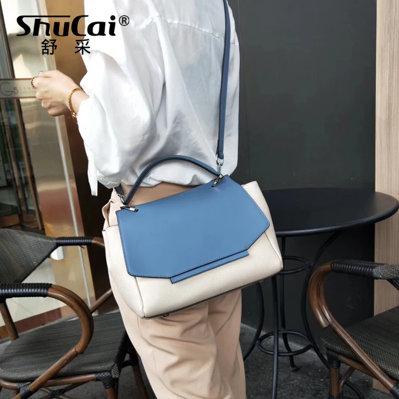

Luxury Brand Designer Panelled Trapeze Crossbody Bag 100% Genuine Leather Women's Handbag Tote Bag Large Shoulder Messenger Bag