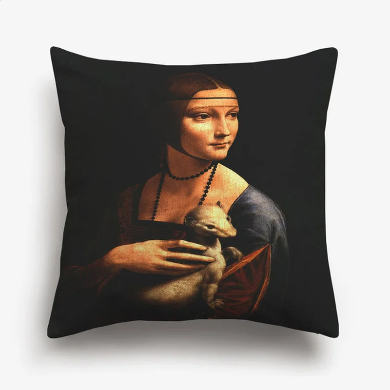 

Mona Lisa Beethoven European Retro Polyester Pillow Case Home Bedroom Hotel Car Seat Decorative Pillow Case Wedding Gift 45x45cm
